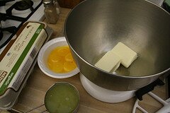 butter in mixing bowl Unsalted butter ready to mixin mixing bowl